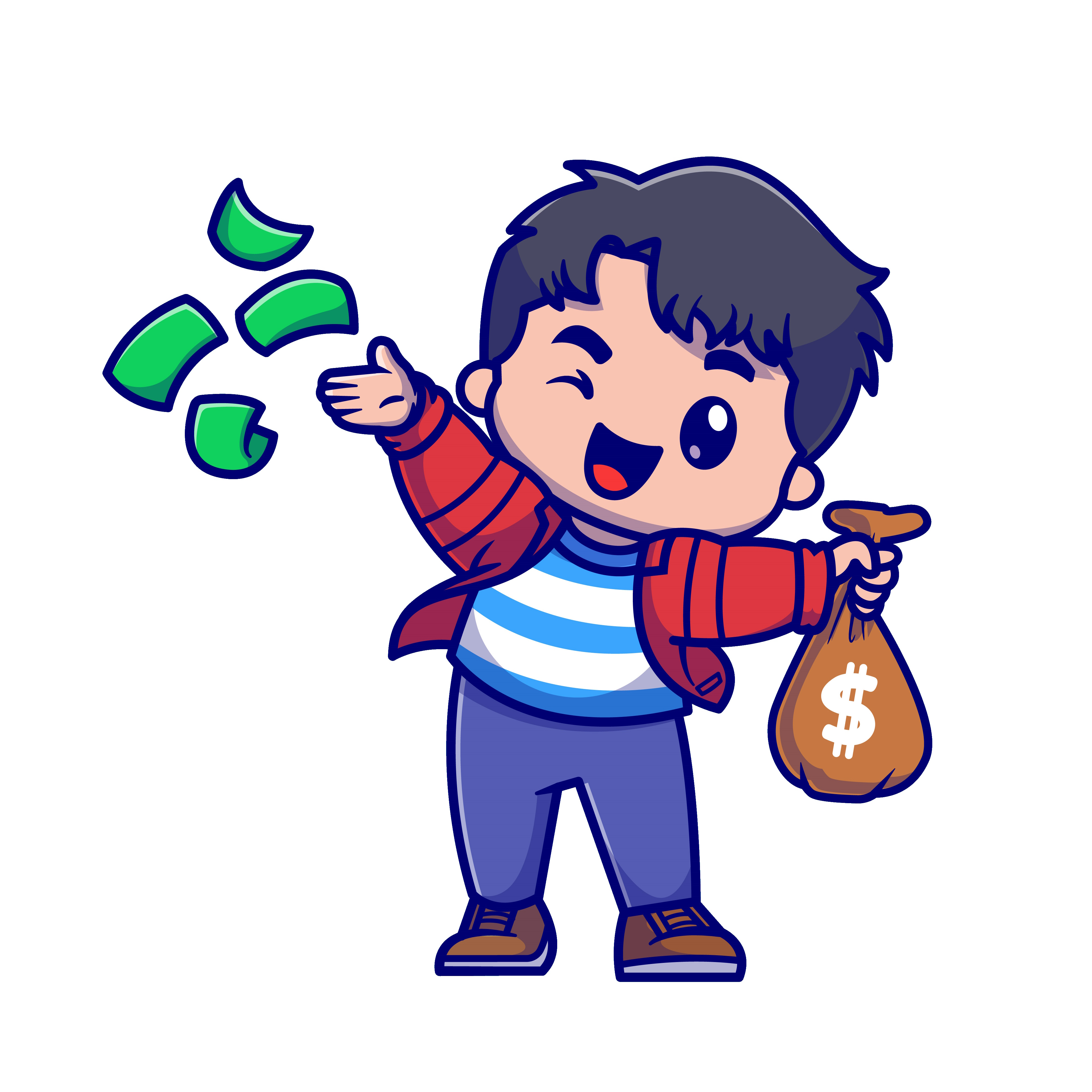 Photo of a boy with money